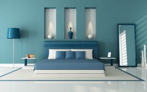 elegant contemporary bedroom with niche - rendering